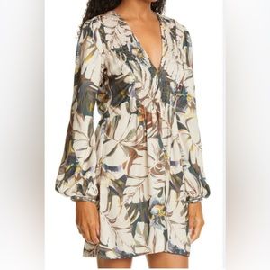 Le Superbe Paradise Floral Smocked V-Neck Long Sleeve Dress